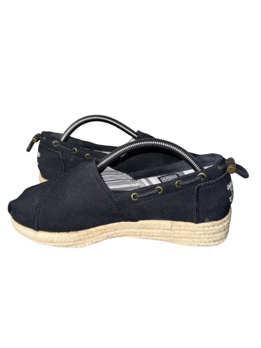 Skechers BOBS Highlights Main Event Black Espadrille Wedge Shoes Size 7.5